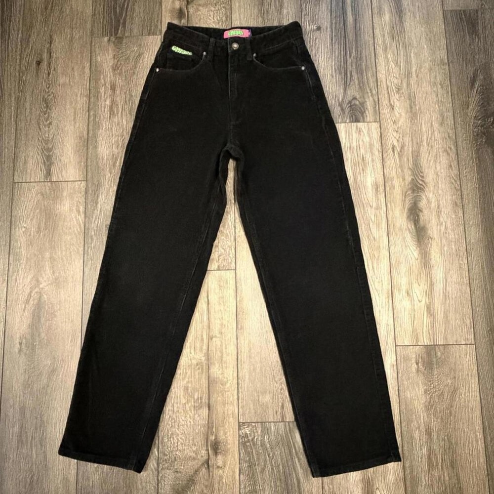 Empyre Loose Fit Corduroy Pants Black Size 0 Skater Streetwear 90s Baggy Retro